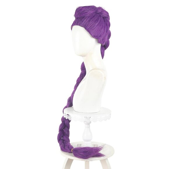 Girls Purple Anime Hunters Costume Halloween Cosplay Pony Tail Braid Wig - Picture 3 of 6